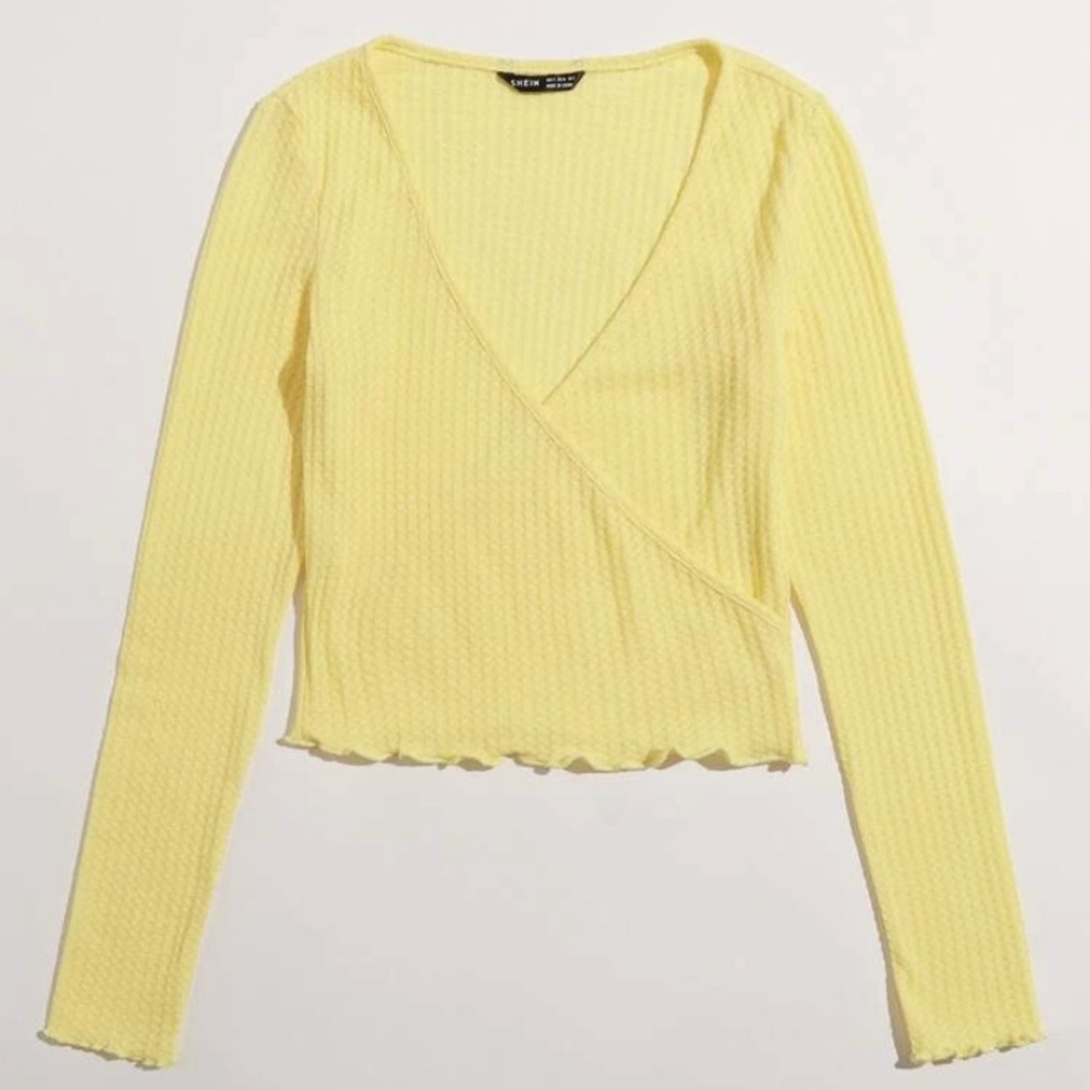 SHEIN yellow crop top long sleeve